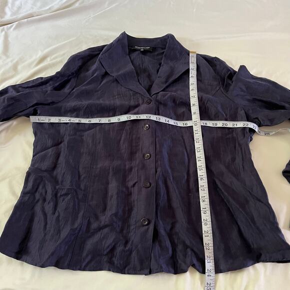 NWT Blue Linen Button Down Shirt Wmns Sz 14W - Picture 8 of 8